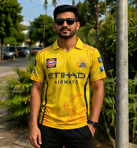 Aman wearing the yellow CSK fan jersey